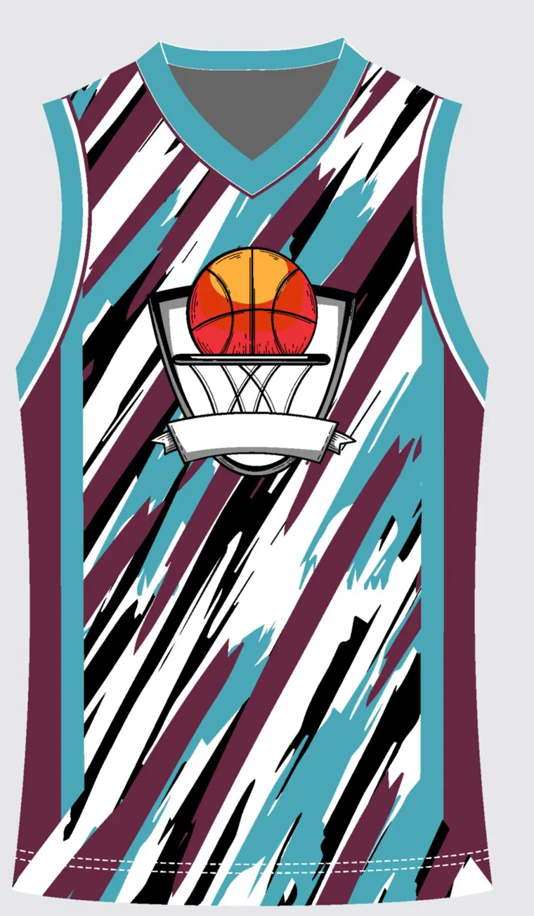 Basketball Uniform Maroon Teal custom jersey