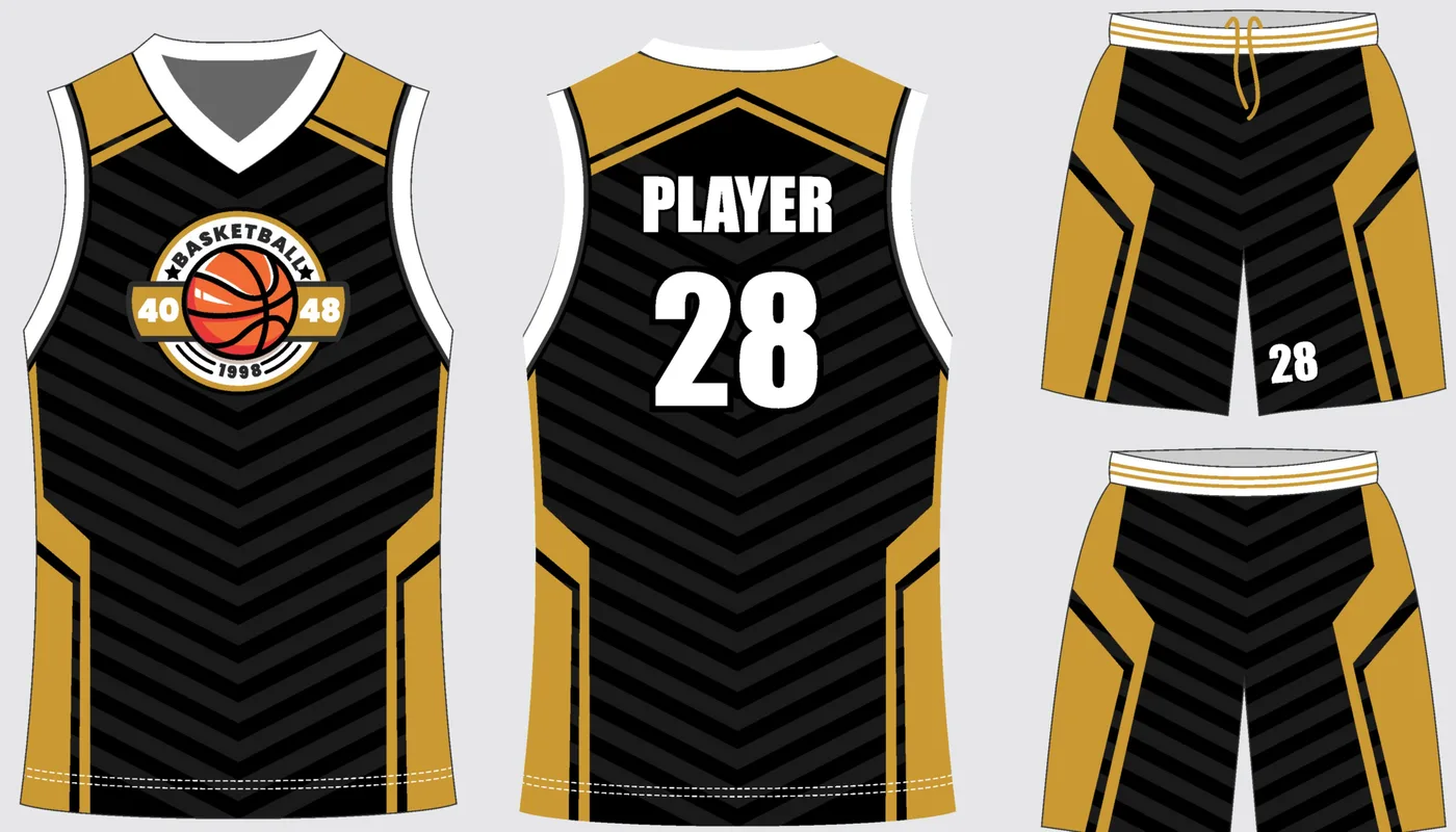 Basketball Uniform Onyx Gold Arrow — jersey and shorts