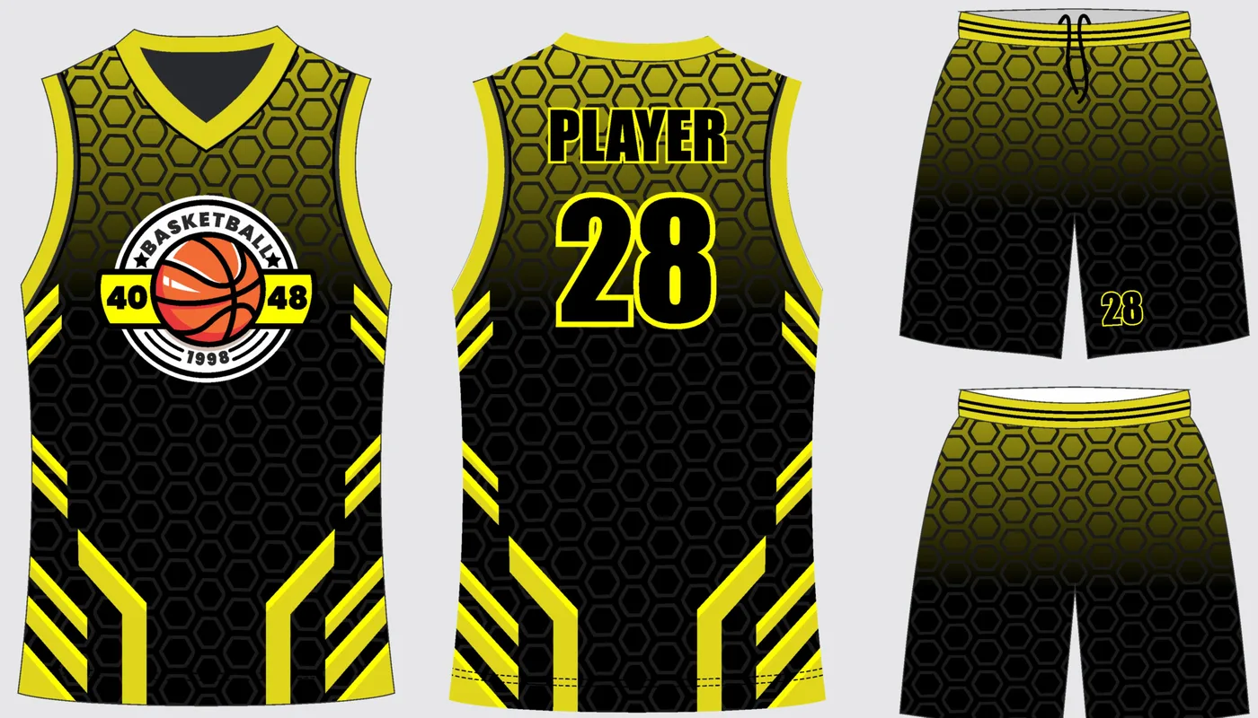Basketball Uniform Onyx Gold Pulse — jersey and shorts