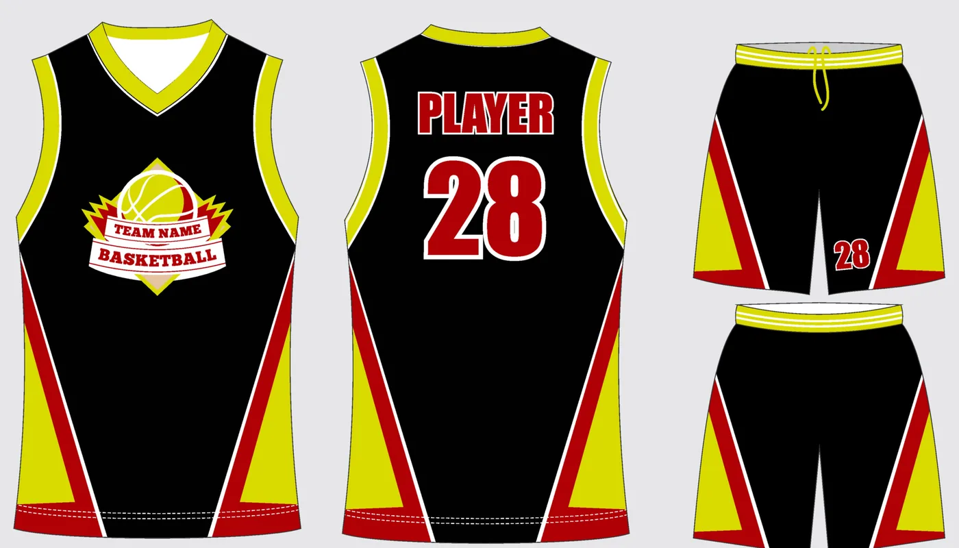 Basketball Uniform Onyx Gold Vortex — jersey and shorts