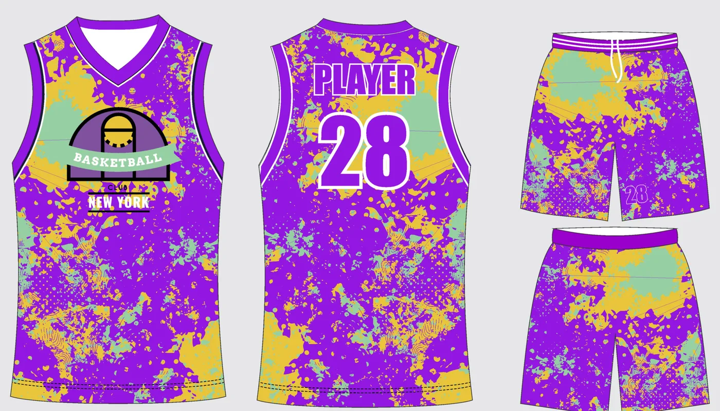Basketball Uniform Violet Gold — jersey and shorts